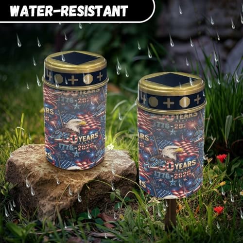 Image of Solar Cemetery Lamp - 1776-2026 Bald Eagle Flag Pattern, Flameless Memorial Candle, Patriotic Holiday Decor for 4th of July, Memorial Day & Veterans Day