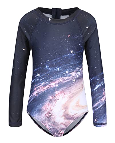 Image of Girls Rash Guard Long Sleeve One Piece Swimsuits Stripes Zipper Bathing Suits UPF 50+ /Sun Protection