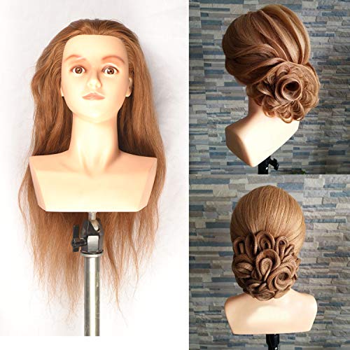 Maniquí de peluquería de 22 pulgadas, 100% cabello humano, para entrenamiento, estilo de pelo de boda para tutoriales largos, perfecto para novia, updo,