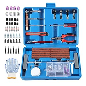 TILIBOTE Tire Repair Kit,117pcs Heavy Duty Tire Plug Kit,with Universal Tire Patch Kit to Plug Flats for Car/Motorcycle/Truck/Tractor/Trailer/RV/ATV