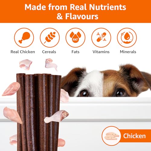 Image of Amazon Basics Chicken Jerky Stick Treat for Young Adult Dogs (140g) (Pack of 3)