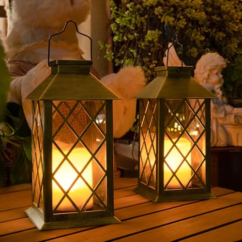TAKE ME 14' Solar Lanterns Outdoor Waterproof Garden Lanterns Flameless Candle Mission Lights for...