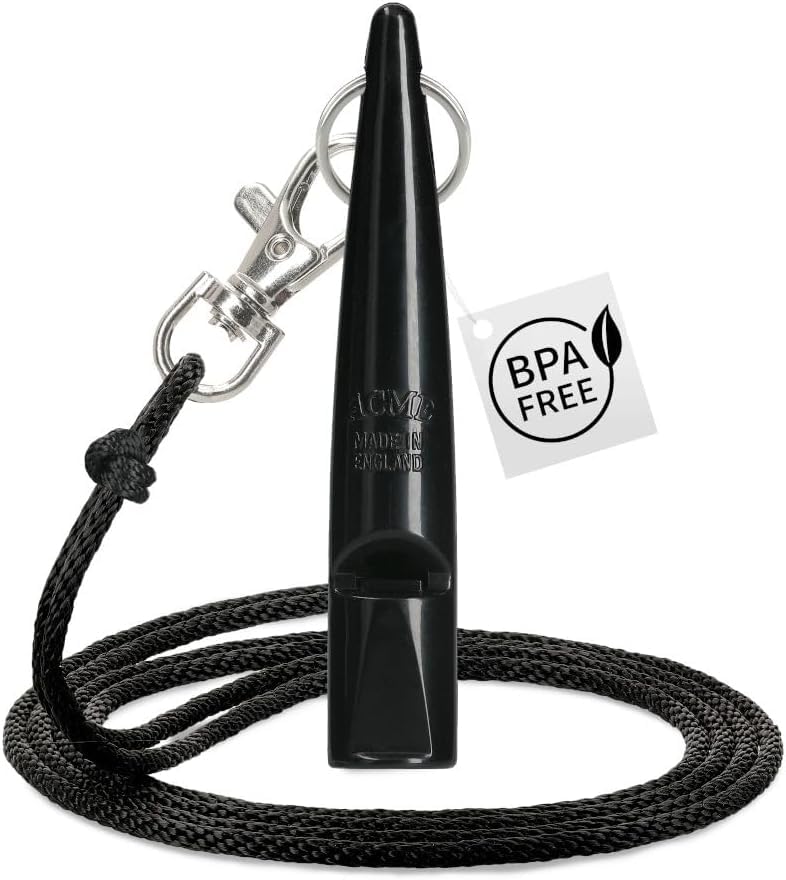 ACME 210.5 Professional Dog Training Whistle with Lanyard. BPA-Free Plastic. 90 dBA. Standardized 5700Hz Frequency for Smaller Dogs. Weatherproof. Made in The UK (Black)