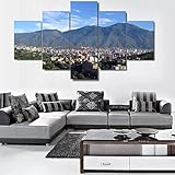 REFGJSalon Modernos 5 Piezas Montaña Ávila Caracascuadros Lienzo Decoracion De Pared Modernos Mural Fotos Parasalon,Dormitorio,Baño,Comedor