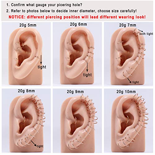 Image of FANSING Men Women 316L Surgical Steel Hinged Nose Rings Hoop for Nostril Septum Cartilage Helix Daith Tragus Rook Conch Lip Ear Lobe Piercings