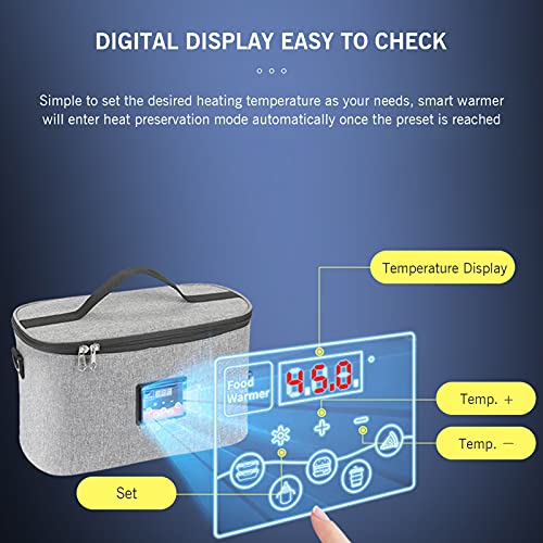 Draagbare oven, 12 V, auto-voedselverwarmer, persoonlijke mini-oven met digitaal display, temperatuurinstelling, 8 liter, elektrische autoverwarming, lunchbox voor wegtrip, camping, picknick, onderweg, kantoorwerk - Afbeelding 5