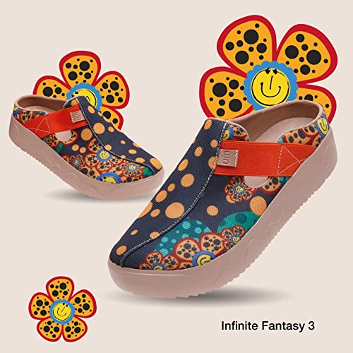 Image of UIN Women's Mules Fashion Comfort Travel Art Painted Shoes Wide Toe Casual Household Slippers Slip On Loafers Fuerteventura Ⅲ Infinite Fantasy 3 (7.5)