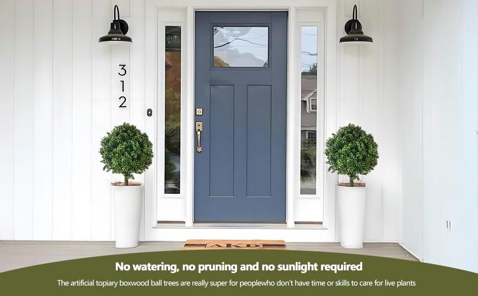 28" Artificial Boxwood Topiary Ball Trees with Ground Spike for Outdoor,Set of 2 UV Resistant Artificial Shrub Bushes,Artificial Plants,Fake Boxwood Plants for Indoor, Garden, Yard,Patio Décor - Image 8