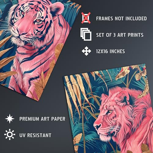 Impression murale tigre lion léopard rose teal Artery8 12x16 - 5