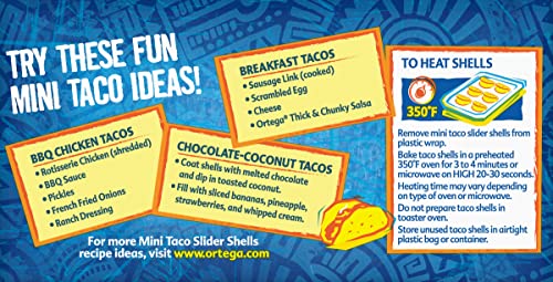 Ortega Mini Taco Slider Shells, Yellow Corn, 4.4 Ounce, 18 Shells #TOP6