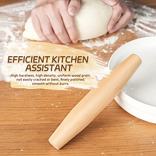 Classic French Rolling Pin for Baking - Beech Wood Tapered Rolling Pin Dough Roller for Pizza Dough, Pie Crust Cookie Fondant Dumpling 7.87-Inch
