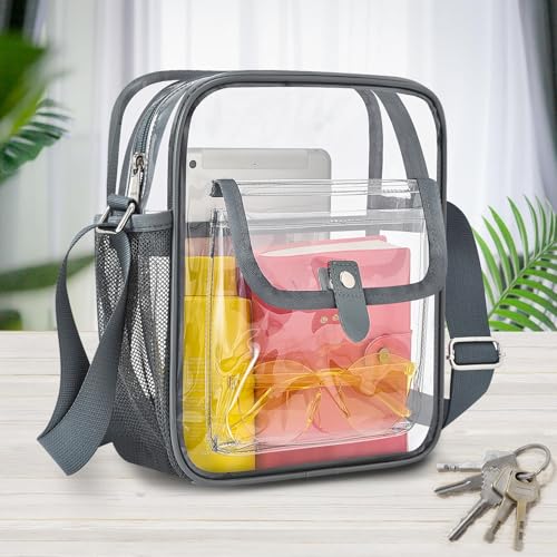 Image of SPODEARS Clear Crossbody Bag for Stadium, Concert, Festival & More - Adjustable Shoulder Strap & Bottle Holder