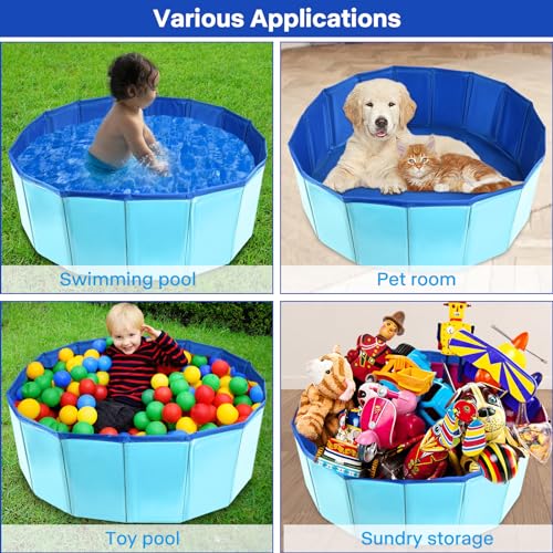 MAIROX Hunde Pool, Hunde Planschbecken, Faltbarer Pool für Hund und Katze, Hundebadewanne, Hundepool Klein, Hundepool fur Große Hunde, Bademuschel für Hunde mit Wasserablassventil (60 x 20 cm)