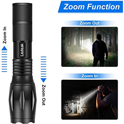 Ledeak Cree XML L2 LED Torch,1200 Lumens Adjustable Focus LED Flashlight 5 Modes Rainproof Handheld Torch Light for Indoor and Outdoor Hiking,Cycling,Camping