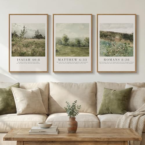 Framed Vintage Christian Wall Art Set of 3