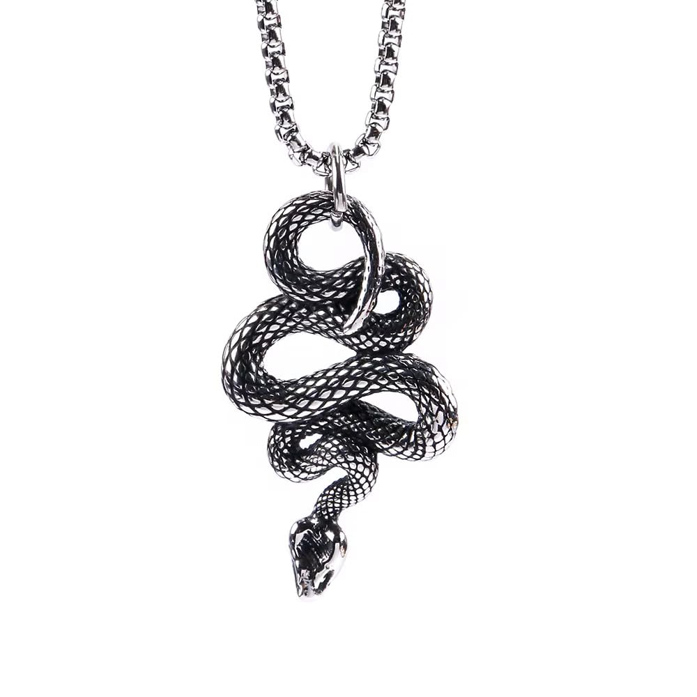 THE MEN THING SILVER GUARDIAN SNAKE - Pure Titanium Steel Pendant with 24inch Round Box Chain for Men & Boys (B0DBLGCTNB) Amazon Price History, Amazon Price Tracker