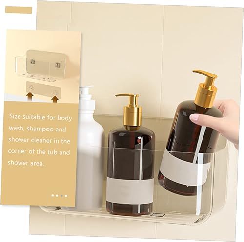 Miniatura 3 de Cabilock Estante de pared organizador de mesita de noche, estante de ducha autoadhesivo, soporte transparente, bandeja transparente, soporte