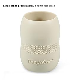 PandaEar (2 Pack 100% Tiny Silicone Drinking Training Cup for Baby and Toddler (Blue&White)