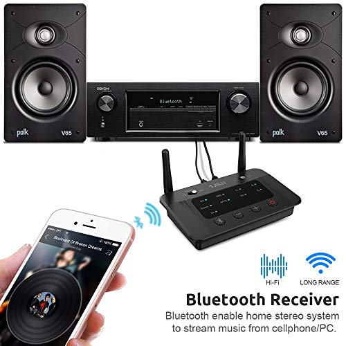 1Mii B03 Bluetooth 5.0 Transmitter Receiver For Tv Home Stereo Bt Headphones, Aptx Low Latency & Hd Bluetooth Audio Adapter, Splitter For Wired & Wireless, Optical Rca Aux 3.5Mm Inputs/Outputs #TOP2