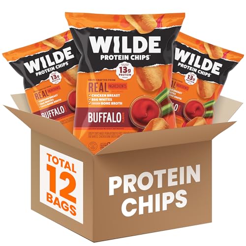 WILDE Chips, High Protein Snacks for Adults, Keto Chips, Gluten Free, Low Carb Snack Box Made with Real Ingredients, Buffalo Style