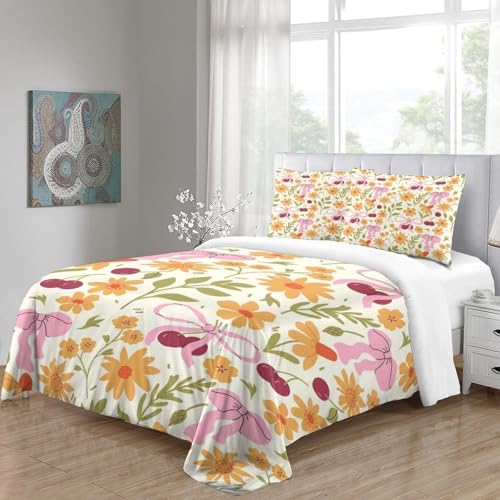 Housse de couette fleurs champêtres anti-plis lit super king