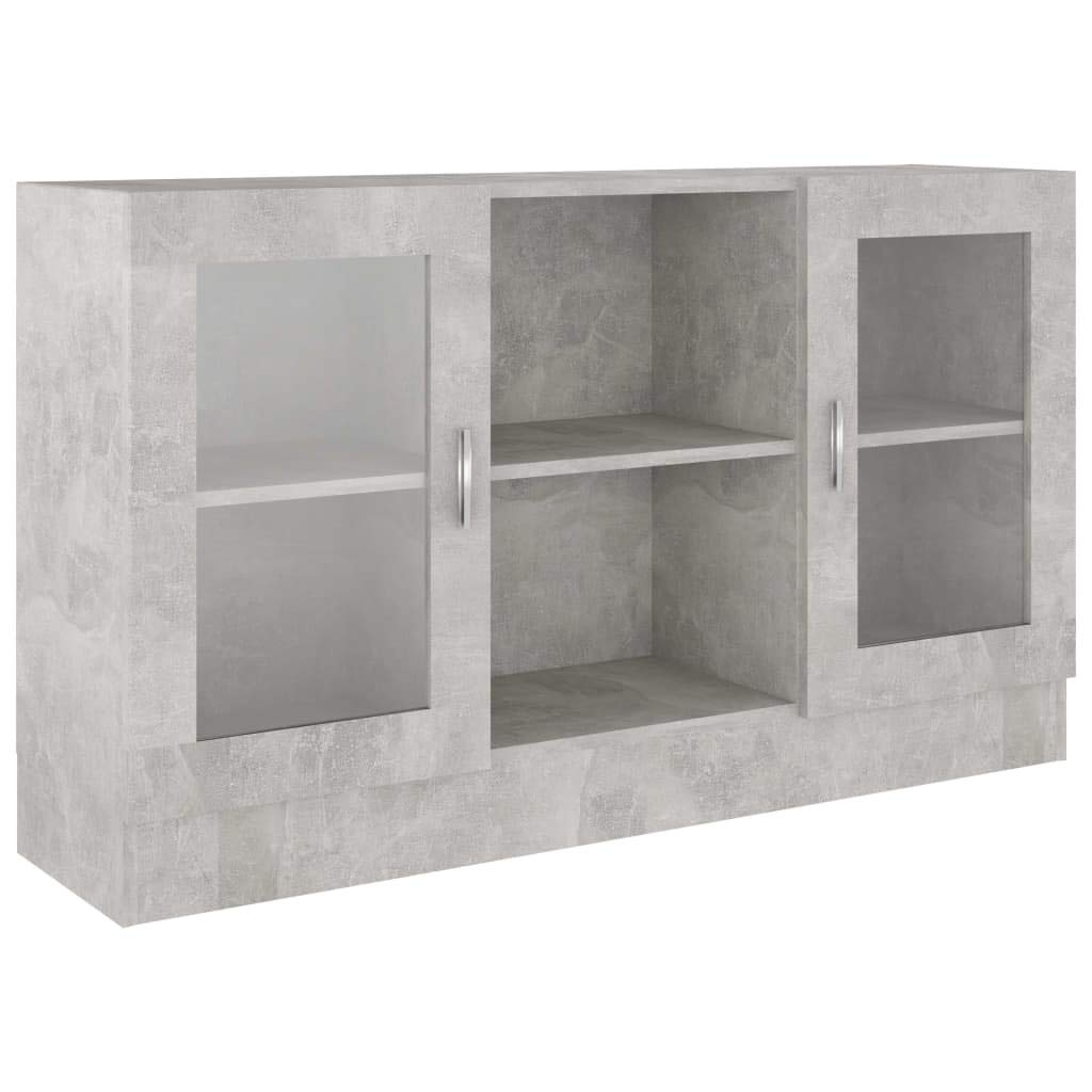 Armadietto con Vetrina Grigio Cemento 120x30,5x70 cm Truciolato