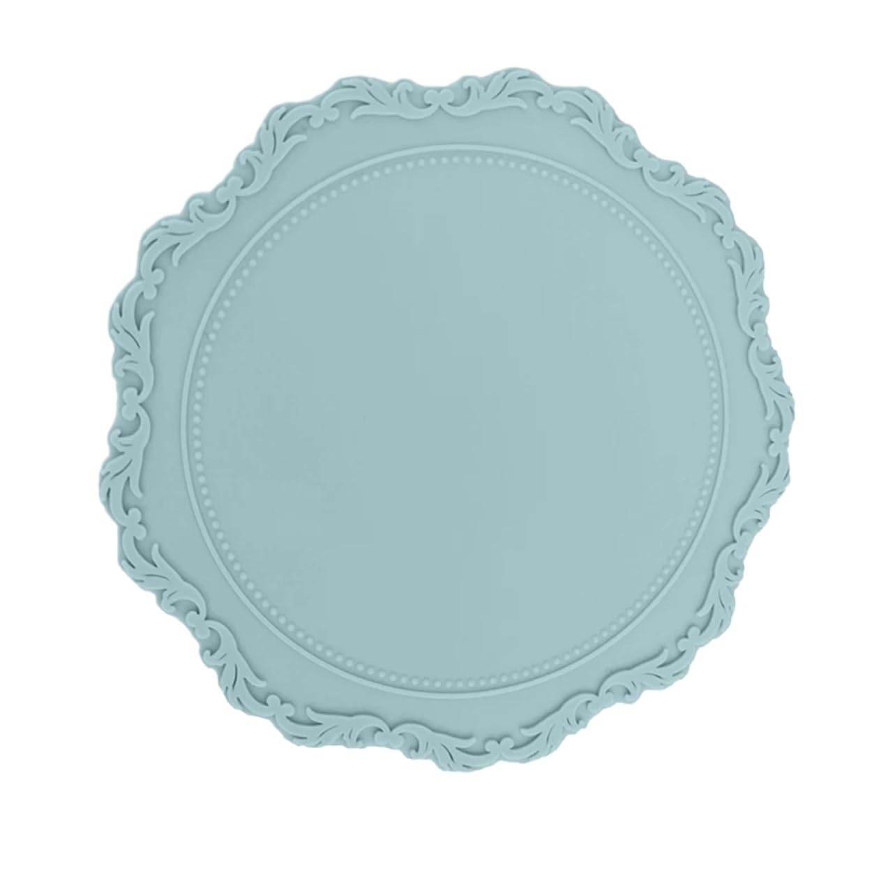 4pcs Silicone Placemat Round Flower Coffee Dinner Table Mat Embossed Pink Coaster Heat Resistant Kitchen Tableware Dining For Kitchen Dining Tables(Blue)