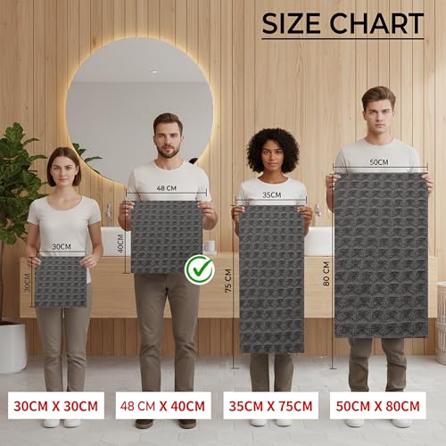 Image of Cutting EDGE 380 GSM - Set of 2 - Car & Bike Cleaning Cloth, Microfiber Waffle Weave Towel, Super Absorbent, Lint Free & Scratch Free for Drying, Cleaning & Polishing, Grey (48 x 40 cm)