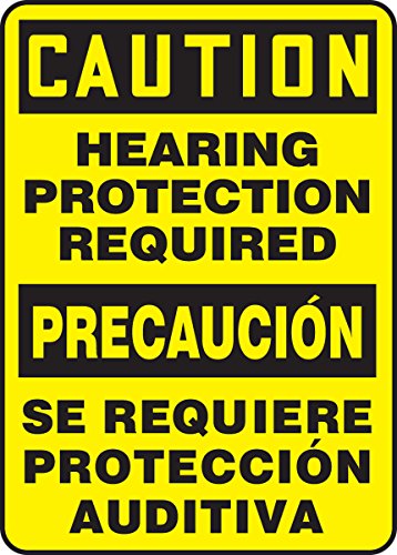 Caution Hearing Protection Required signalisation adhésive 35x25cm