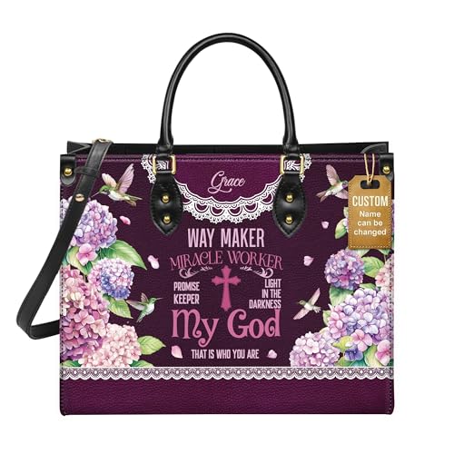 Personalized Leather Handbag for Women, Custom Name Church Bag, Christian Gifts, Christmas Gifts for God Lovers