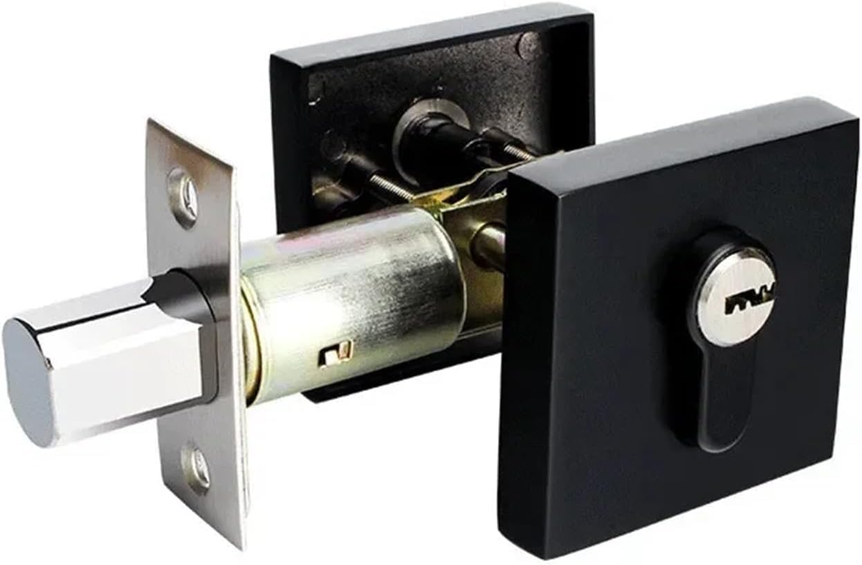 KYUEPONG Handle Locks Door Lock, Keyed Door Handle with Deadbolt Set, Square Lock with Dead Bolt