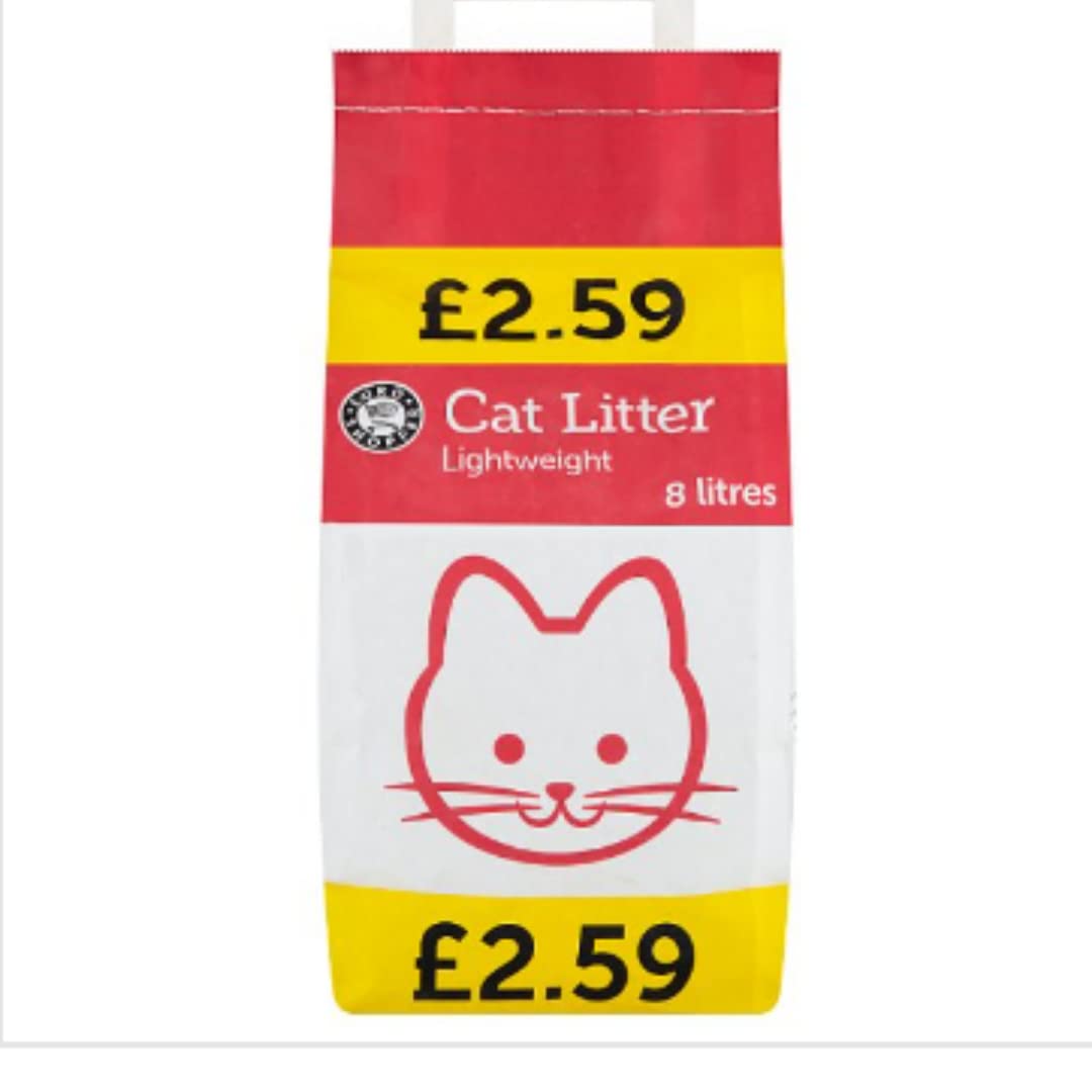 Euro Shopper Cat Litter Lightweight 8L – Low-Dust Non-Clumping Cat Litter – Highly Absorbent & Easy to Pour – Affordable Everyday Pet Litter