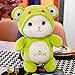 YMQKX 50 cm Occhi Grandi in Piedi Bambola Gatto Cosplay con Fori Inverno Mani Calde vestite Rana Dinosauro Cervo Pinguino Peluche 50 cm Rana Verde