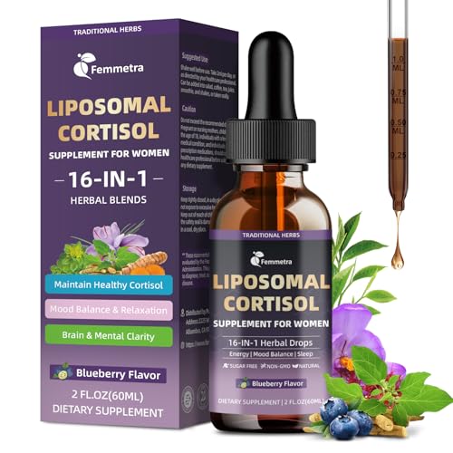 16-IN-1 Liposomal Cortisol Supplements Drops for Women & Men Melatonin-Free