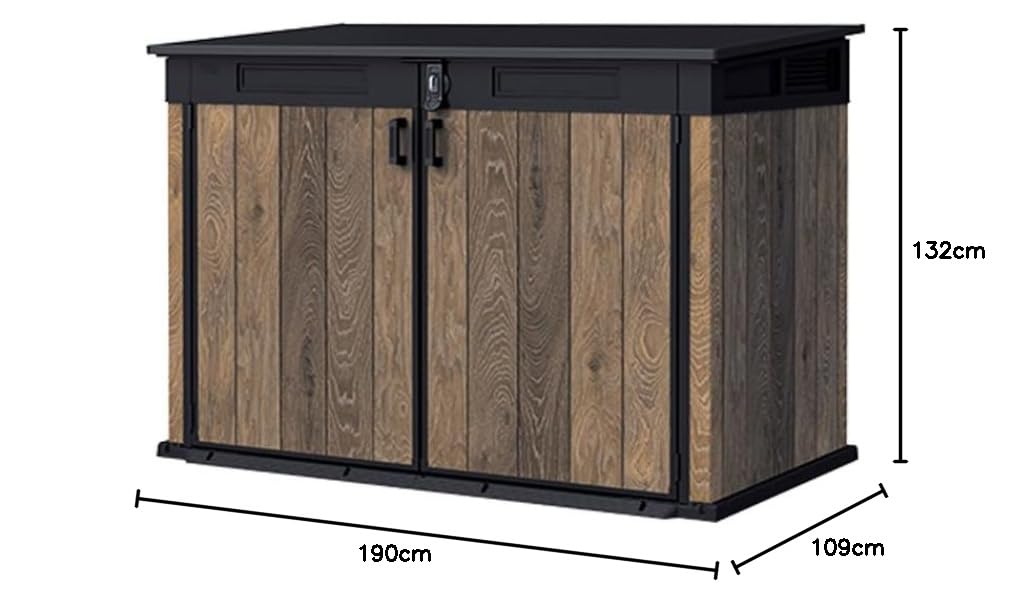 Keter Signature horizontaler Gartenschuppen wetterfest 2020 L Stauraum abschließbar Walnuss-Optik 190,5 x 109,3 x 132,5 cm