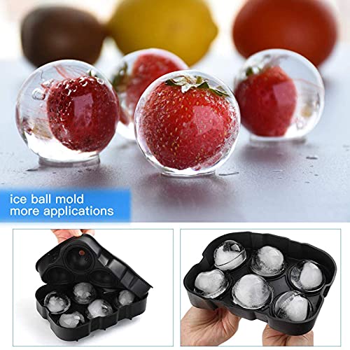 2 Pezzi Cubetti Ghiaccio Silicone, Stampo Ghiaccio Grande & Ice Ball Maker con Imbuto, Rilascio Facile, Senza BPA Stampi Ghiaccio Riutilizzabili per Cocktail, Whisky, Alimenti per Bambini, Frutta - immagine 5