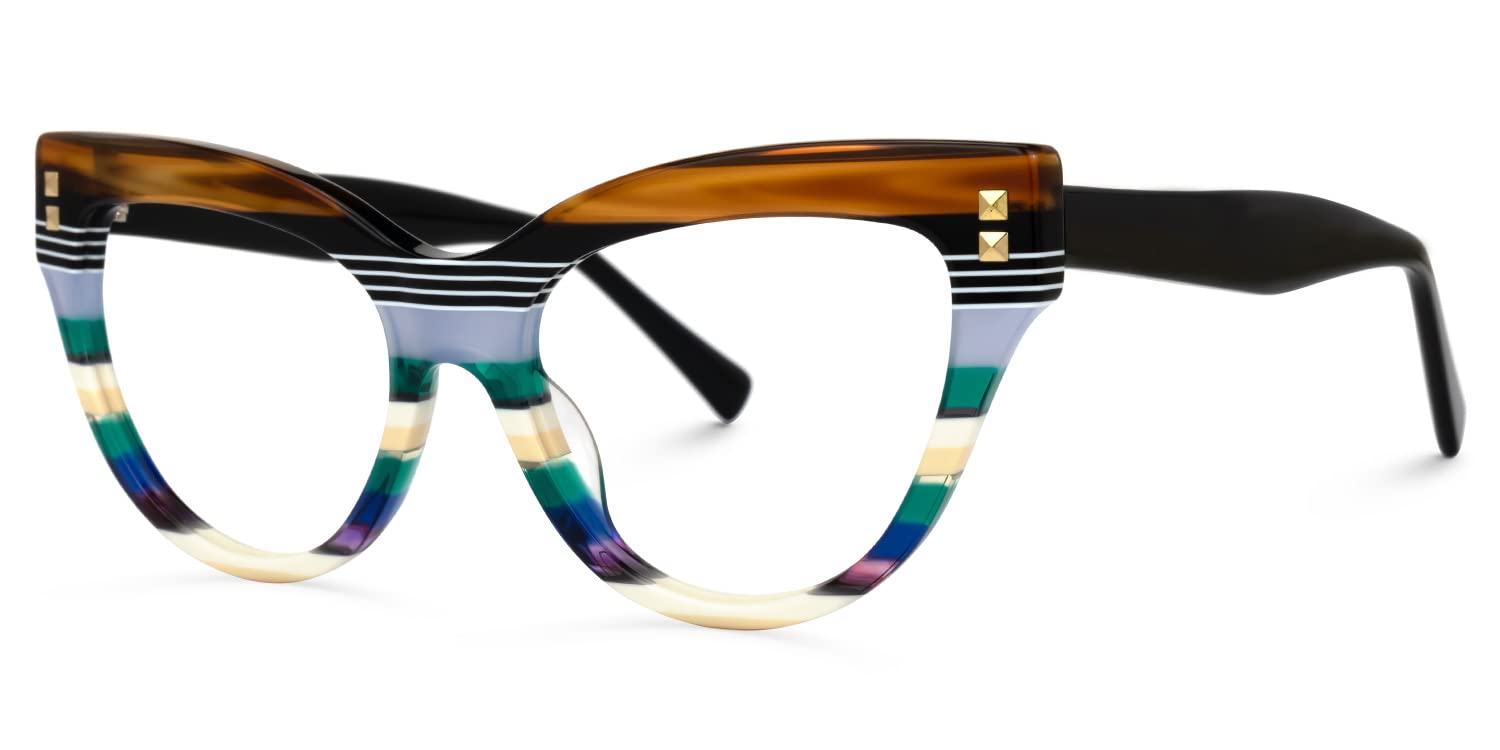 Zeelool Stylish Cat Eye Blue Light Blocking Glasses for Women Chic Eyewear Cascata ZOA01858-11 Multicolor