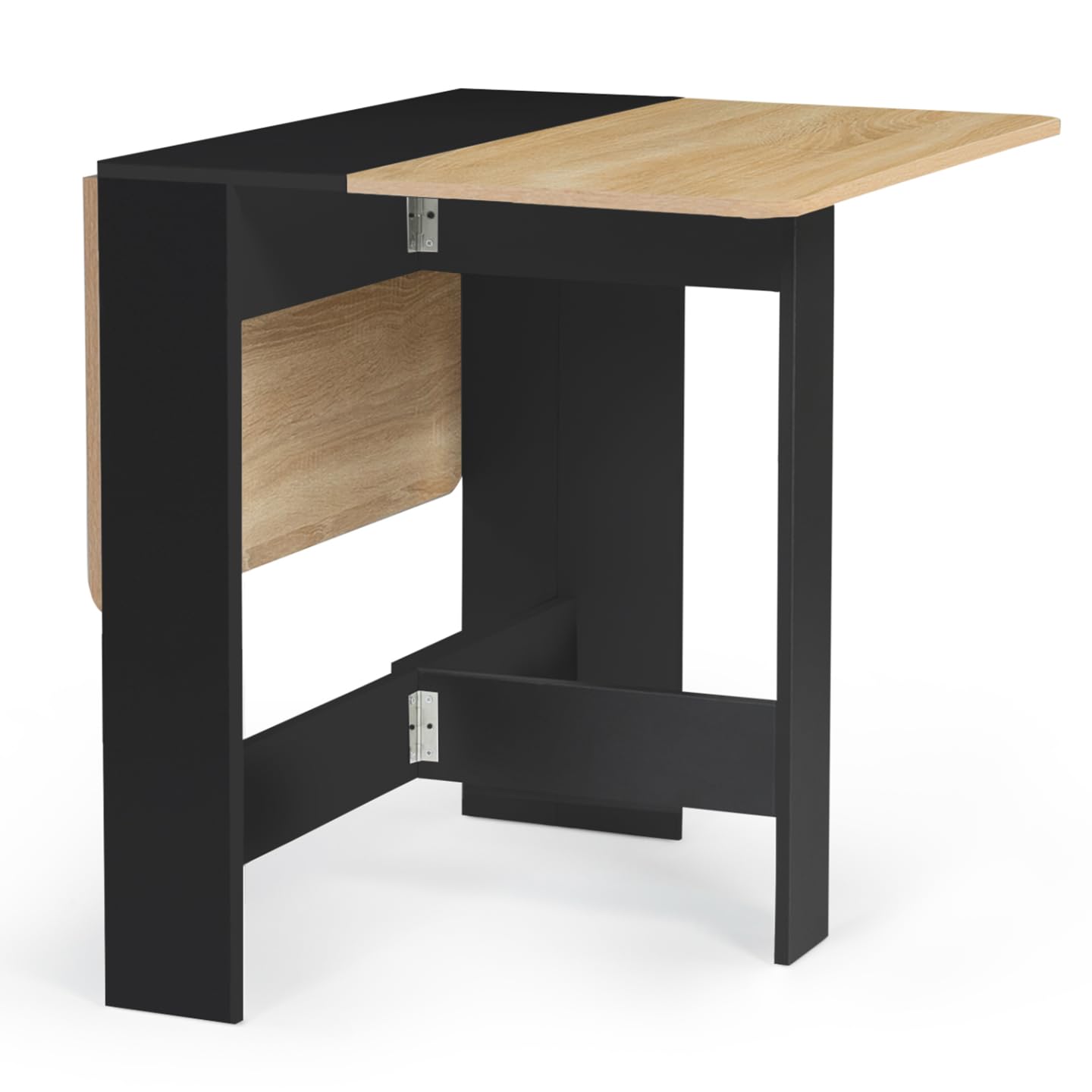 IDMarket EDI Mesa Plegable 2-4 Personas 103x76 Cm Blanca Con Tablero Haya - Ahorra Espacio En Casa