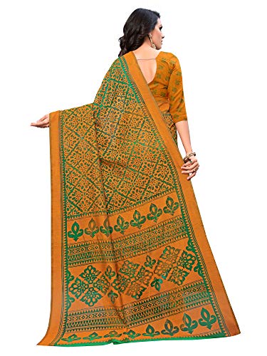 Image of AKHILAM Women's Ikat Linen Saree With Blouse Piece