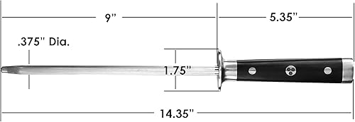 Miniatura 2 de Ergo Chef Pro Series 2.0 - Afilador de cuchillos - Varilla de afilar de acero inoxidable magnetizado de 9 pulgadas con mango de madera de Pakka