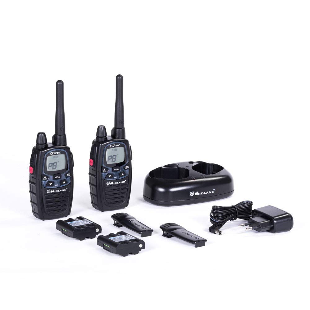 Midland G7 Pro doppio - OLD VERSION - Kit Radio Ricetrasmittente Walkie Talkie Dual Band 8 Canali PMR446 e 69 Canali LPD - 2 Ricetrasmettitori, 2 Set Batterie Ricaricabili