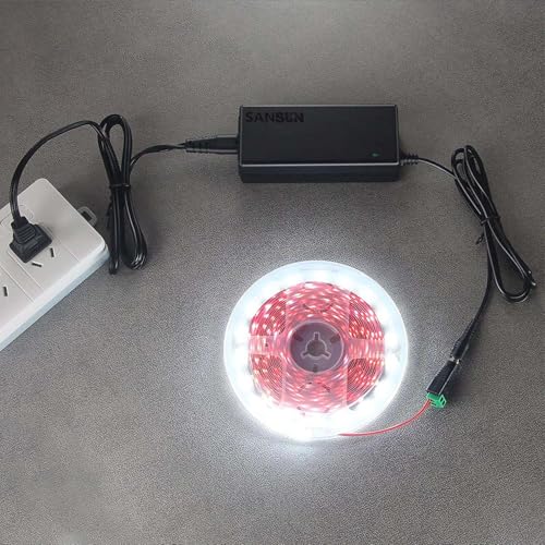 12V 5A Netzteil 60W AC DC Adapter (Eingang 110V-220V, Ausgang 12 Volt 5 Amp 60 Watt) DC Konverter LED Treiber Beleuchtung Trafo für 12V 5A Flexible LED Band Strip Light 1 Set schwarz