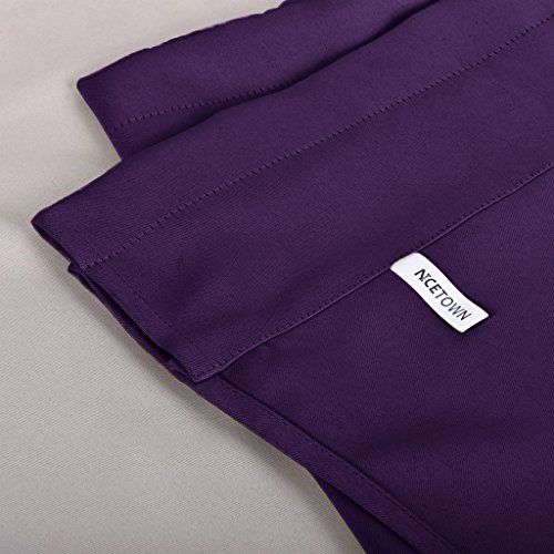 Nicetown Blackout Window Draperies Curtains - Home Fashion 52-Inch By 18-Inch Scalloped Pole Pocket Valance Kitchen/Living Room/Bedroom Window Toppers Curtains, Dark Purple, 2 Panels #TOP4