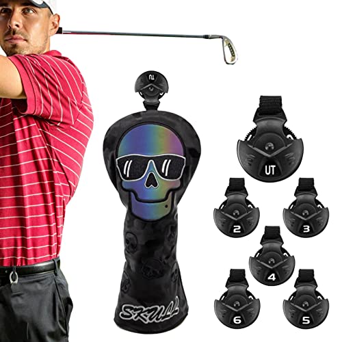 Mallet Putter Couvre-chef – Crâne de club de golf avec étiquettes numériques pivotantes – Couvre-tête pour putter de golf, protection pour clubs de golf pour clubs de golf pour la plupart Ziurmut