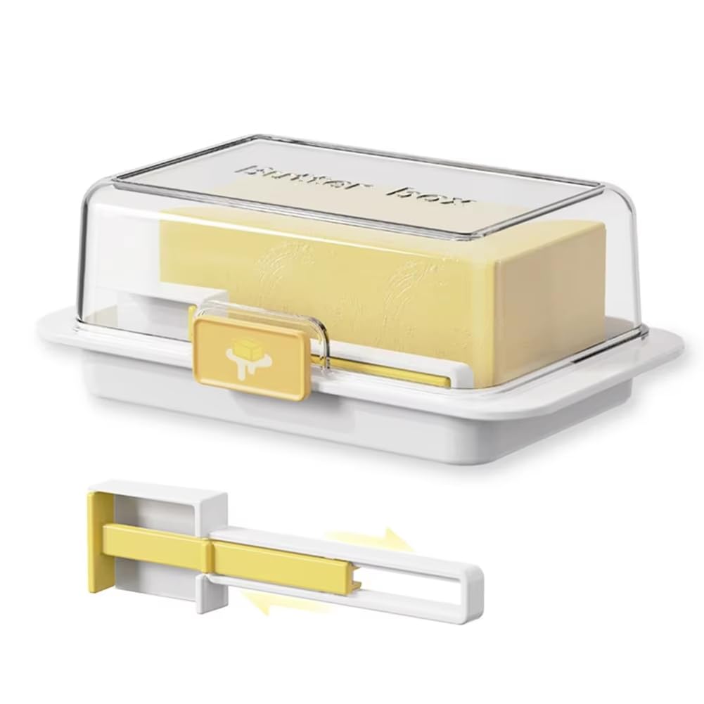 CTRLZS Butter Storage Box with Quantitative Cutting Spoon and Lid - Cheese Keeper, Refrigerator Butter Crisper for Freshness