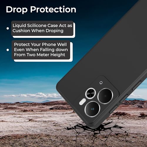 Image of A rtistque Back Cover Case for Realme 14 5G with Camera Protection | Shockproof TPU | Stylish Protective Design | Slim Fit | Ultra Matte | Back Cover - Black