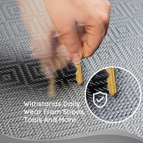 Image of Ophanie Kitchen Mats for Floor, 3 /4 inch Thick, 17x24 Anti Fatigue Cushioned Mat, Kitchen Rugs, Waterproof, Comfort Ergonomic Standing Mat for Office, Home, Sink, Grey Non-Slip Ridged Bottom
