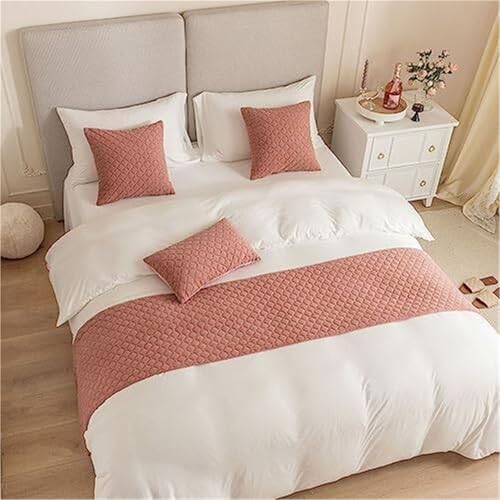 FAWFCJD Caminos De Cama Y Fundas De Cojín A Juego Ropa De Cama Toalla De Cama Caminos De Cama Reversibles De Jacquard Bufandas Colcha De Dormitorio Protección(Pink,45x45cm(Pillowcase))