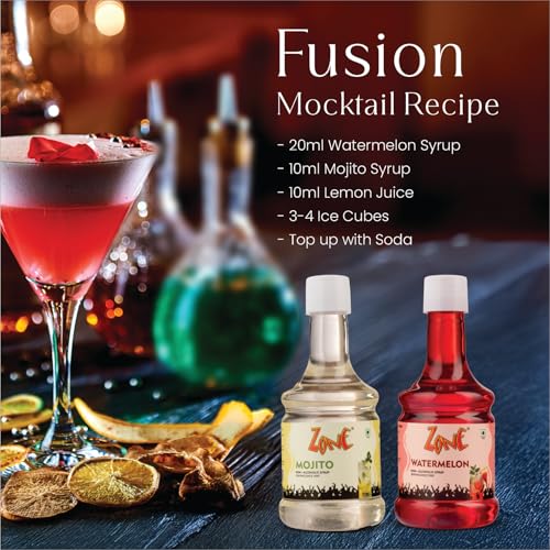 Image of Zone Assorted Syrup Combo Box | 6 Premium Flavoured Syrups (6 x 100ml) | Mocktail, Cocktail, Milkshake, Smoothie, Dessert & Fusion Recipe Mixers | Caramel, Blue Curacao, Mojito, Green Apple, Watermelon & Vanilla | Ideal for Cafes, Startups & Gifting