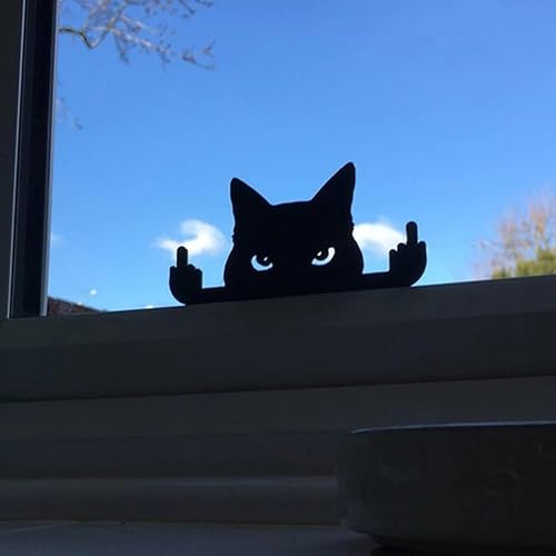 Miniatura 2 de Divertido adorno de gato negro de dedo medio, decoración de dedo medio que levanta el gato, decoración de escritorio para gato, estatua de